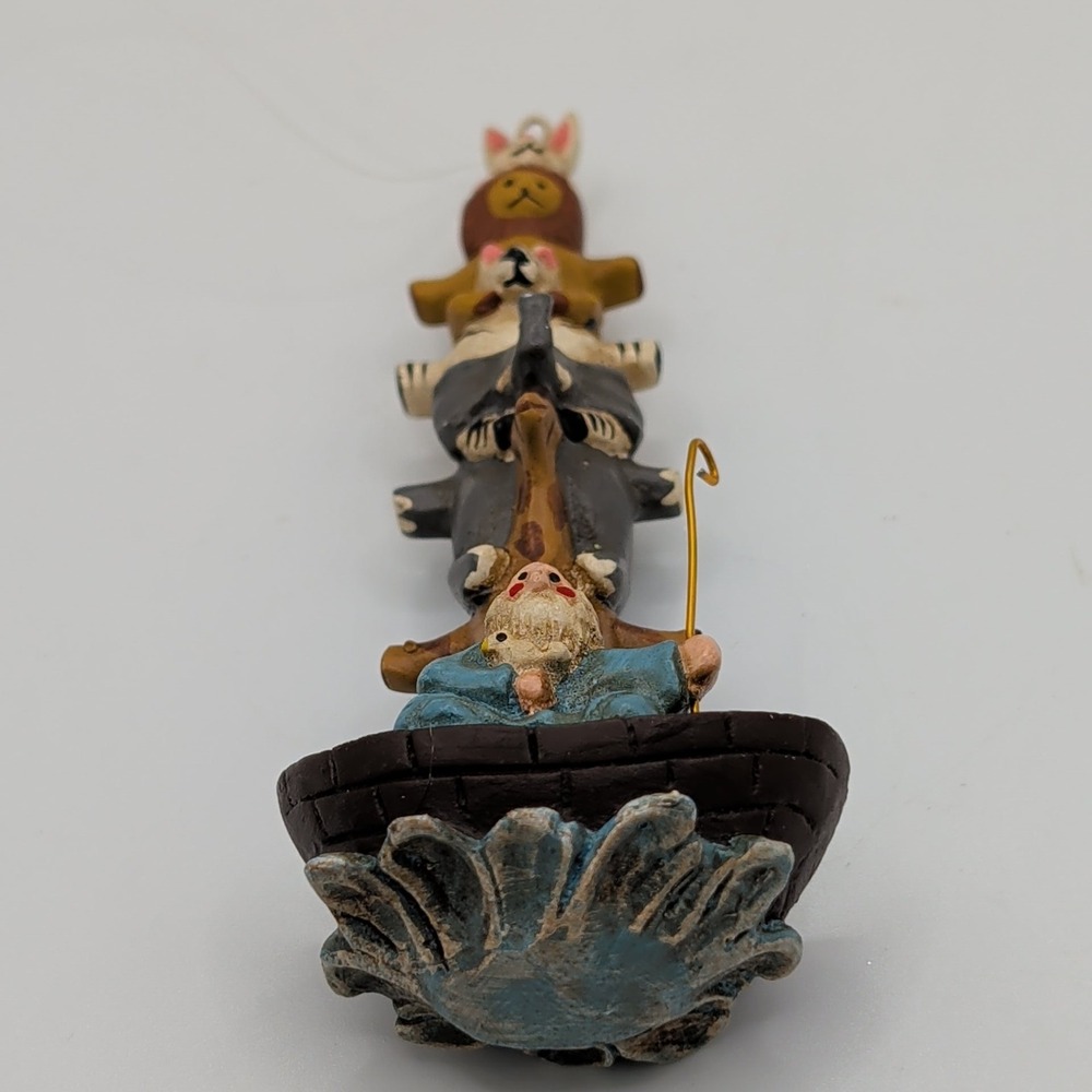 Noahs Ark Totem Pole Christmas Ornament Resin Animal Stack Boat Hand Painted - Picture 2 of 3